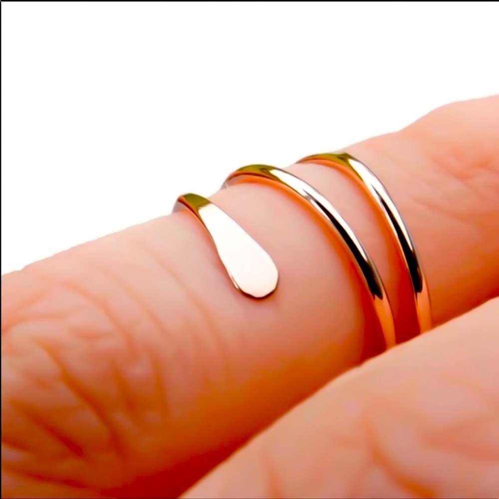 14K GOLD SPIRAL ADJUSTABLE MIDI RING